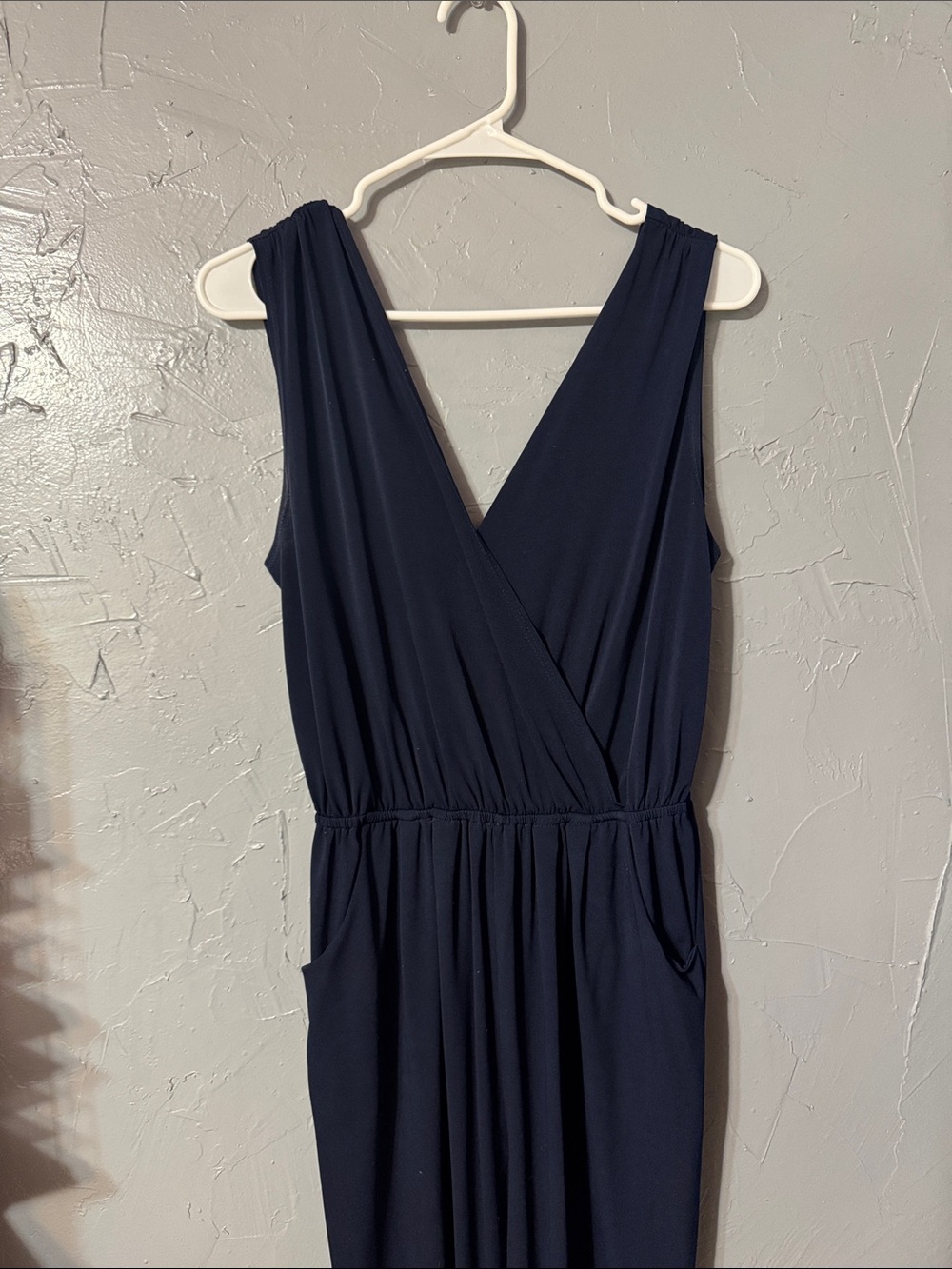 Freeway Navy Blue Sleeveless Wrap Jumpsuit